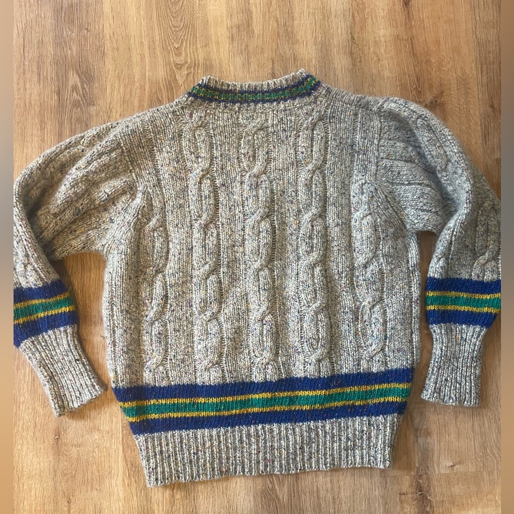 Vintage Christopher Fischer Cable Knit Sweater with Striped Accents - Picture 5 of 8